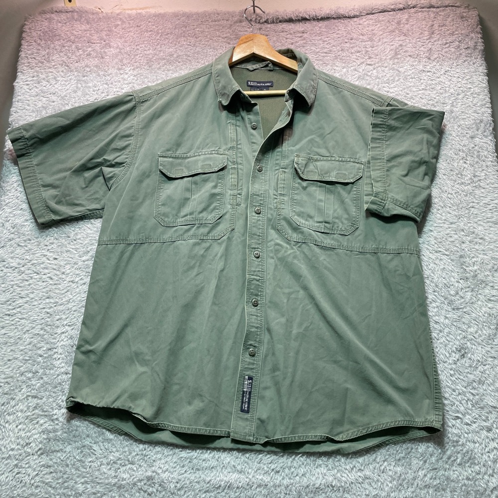 5.11 Tactical Series Mens XL Olive Green Short Sleeve Button Up Shirt 71152 - Picture 3 of 11